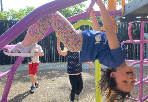 Redwood City girl on climbing frame-1